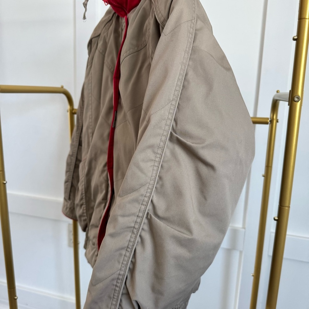 Mainframe Vintage 80s Puffer Skit Coat Tan and Red Womens Size S - Picture 8 of 15